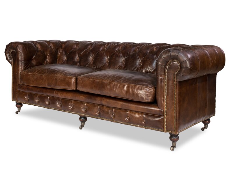 wayfair sofa leather while chesterfield